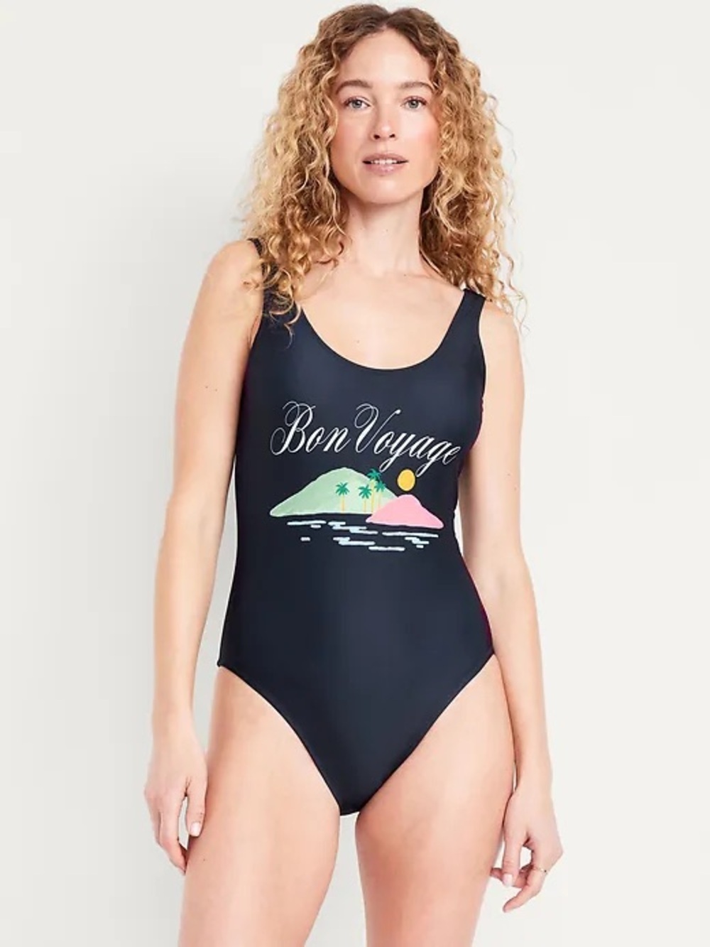 3/$30 ☀️ Old Navy Bon Voyage Black One-Piece Swimsuit Women's Swim